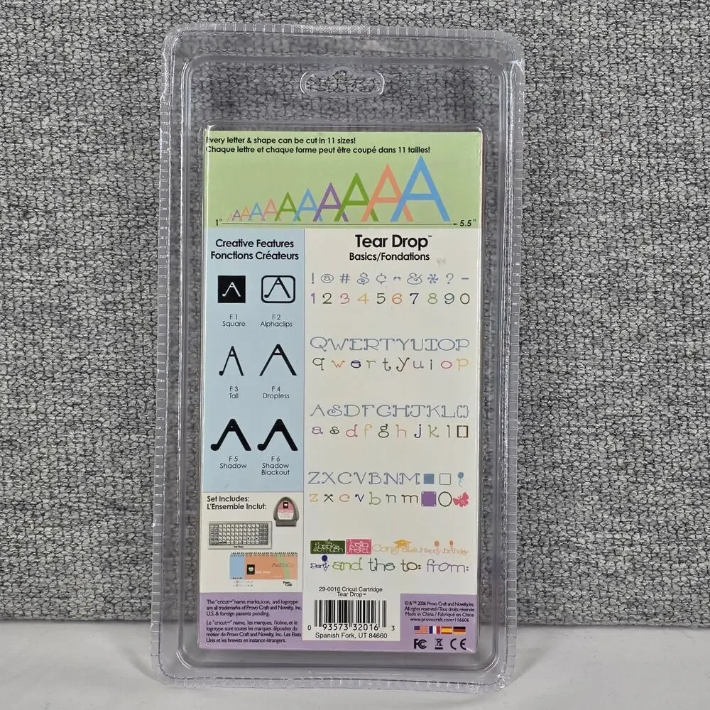 CRICUT TEAR DROP FONT CARTRIDGE – NIB – PROVO CRAFT – SCRAPBOOKING